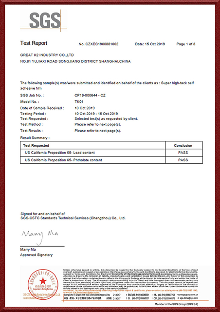 TK01 CA PROP65 AF SGS